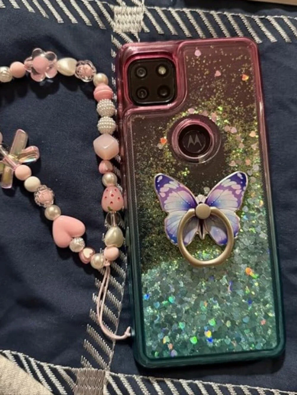 Butterfly Phone Ring Holder Stand Glitter Sparkle Grip 2 Pack